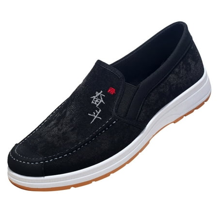 

Mens Casual Shoes Fashion All Season Men Casual Shoes Flat Non Slip Lightweight Suede Cloth Solid Color Comfortable Elastic Slip On Casual Shoes for Men Cloth Black 41