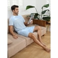 thumbnail image 4 of Men's Short Sleeve Pajama Sets 2 Pieces Men Cotton Pajamas Sets with Shorts Men Summer Sleepwear Set with Pockets, S-XXL, 4 of 11