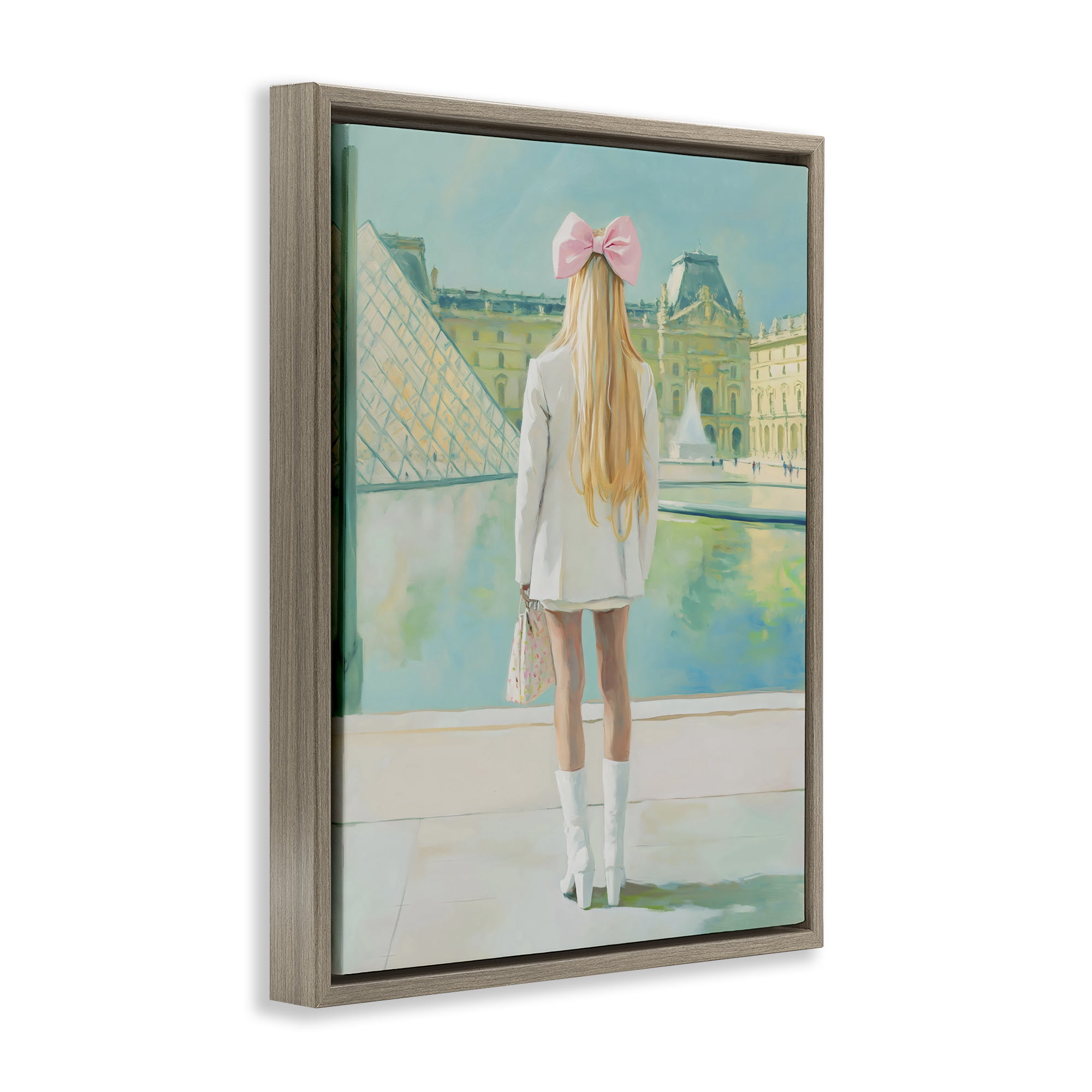 Stupell Industries Girl In Paris Observing Brown Framed Floater Canvas Wall Art, design by The Prints Vibe
