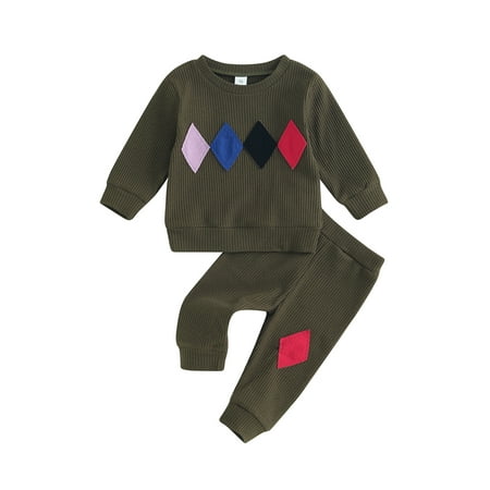 

Wassery Toddler Boys 2Pcs Fall Winter Outfits Set 6M 12M 18M 2T 3T Infant Baby Boys Geometry Print Sweatshirt Long Sleeve Crew Neck Pullover Top Elastic Waist Sweatpants