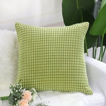 PiccoCasa Soft Corduroy Striped Velvet Decorative Throw Pillow Cusion Cover Light Green 26" x 26"