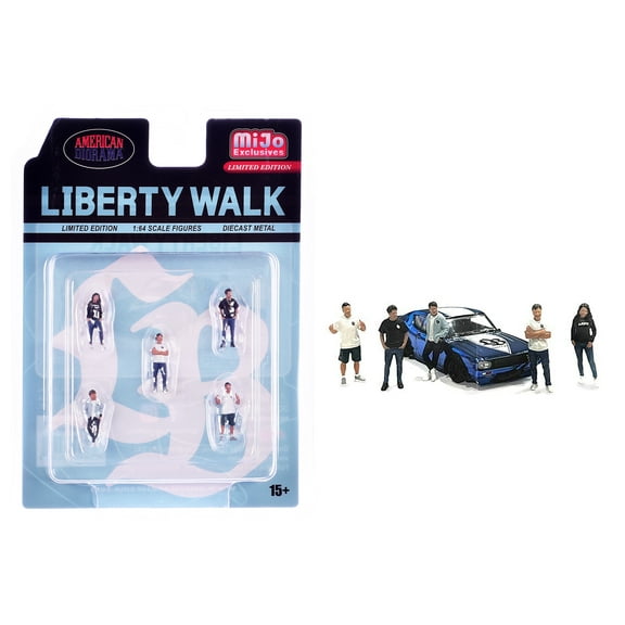 American Diorama AD-2415MJ Liberty Walk Team 5 Piece Diecast Limited Edition Figures Set for 1-64 Scale Models