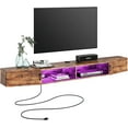 thumbnail image 4 of Floating TV Stand Wall Mounted Shelf with Colorful LED Lights, Wood Media Console Entertainment Center Under TV, Cabinet Hutch Desk Storage for Living Room,Rustic Brown, 4 of 11