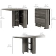 thumbnail image 3 of HOMCOM Folding Dining Table, Drop Leaf Table with 2-tier Shelves Grey Wood, 3 of 10