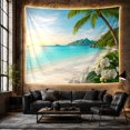 thumbnail image 6 of Palm Beach with Orchids Over Turquoise Water, Serene Digital Art for Beach Lovers, Golden Hour Decor, Housewarming Gift, Tapestry Wall Hanging for Bedroom and Living Room, 6 of 7