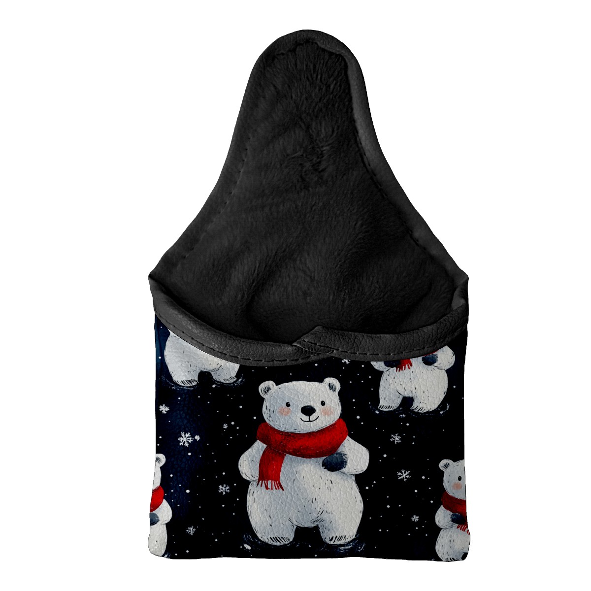 Golf Mallet Putter Cover Premium Leather Waterproof Golf Putter Head Cover with Magnetic Closure Cute White Bear