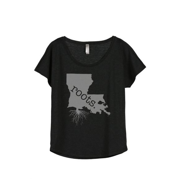 Thread Tank Home Roots State Louisiana LA Women's Relaxed Slouchy Dolman T-Shirt Tee Heather Black Large