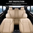 thumbnail image 4 of FLORICH Waterproof Leather Seat Cover Full Set, Universal Auto Seat Protectors for Sedans & Compact SUVs, Airbag Compatible, Beige, 4 of 9