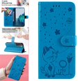 thumbnail image 1 of SaniMore for Samsung Galaxy S23 Plus 6.6" 2023 Case, PU Leather Skin with Embossed Cat Flip Magnetic Cover Card Slots Kickstand Detachable Lanyard Full Around Wallet Case For Galaxy S23 Plus, Blue, 1 of 11