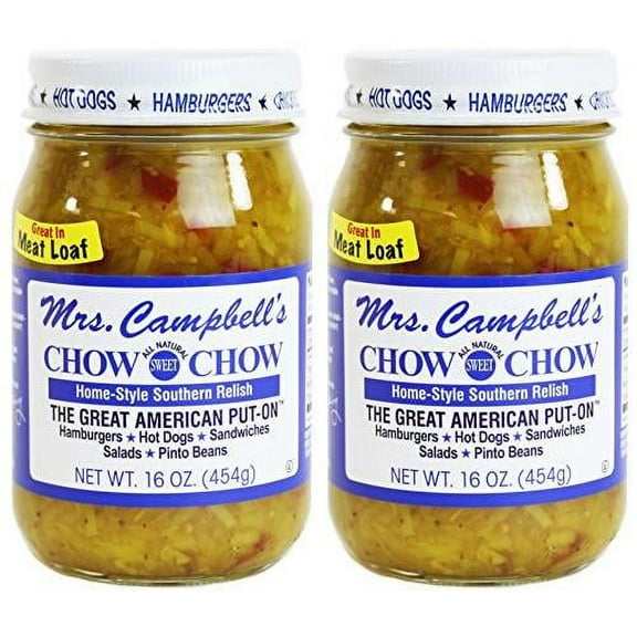 All Natural Sweet Southern Chow Chow Relish, 16 Oz Glass Jar (Pack Of 2)