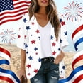 thumbnail image 2 of JULMCOMO American Flag Lightweight Cardigans for Women Red White Blue Half Sleeve Patriotic Kimono Cover Ups Summer Tops White M, 2 of 6
