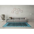 thumbnail image 3 of Ahgly Company Indoor Round Oriental Light Blue Industrial Area Rugs, 4' Round, 3 of 4