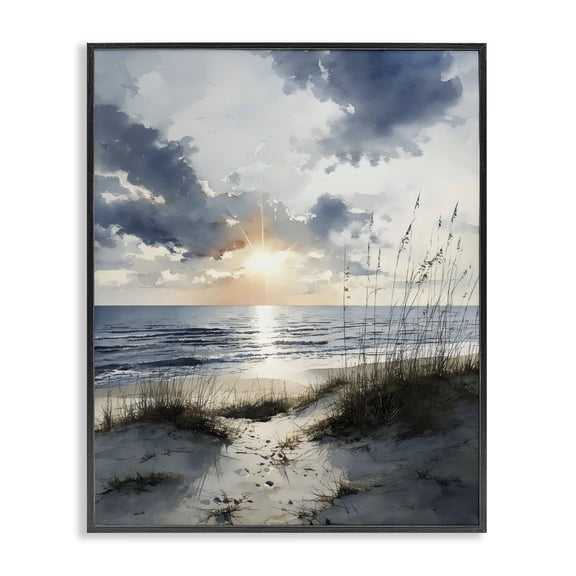 Stupell Industries Ocean Sunrise over Sandy Dunes Black Framed Giclee Art, design by Franklyn Gregory