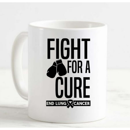 

Coffee Mug Fight For A Cure End Lung Cancer Boxing Gloves White Ribbon c White Cup Funny Gifts for work office him her