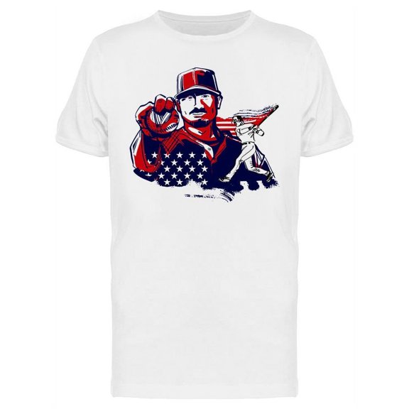 Baseball Player With Usa Colors T-Shirt Men -Image by Shutterstock, Male Small