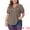 Brown, variant on DARING DIVA Women's Plus Pleated T-Shirts Notched V Neck Floral Tops 1X Brown