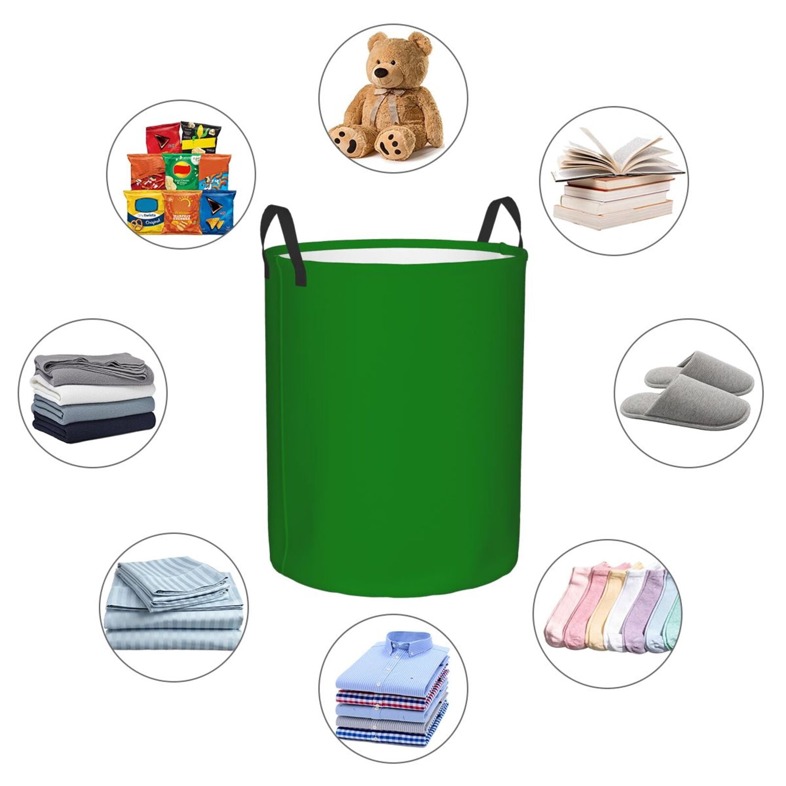 Large Laundry Basket with Handles - dark-green Kids Baby Dirty Clothes Laundry Hamper for Bedroom Aesthetic