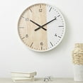 thumbnail image 2 of DecMode 24" Brown Wooden Two-Toned Wall Clock with White Accents, 2 of 11