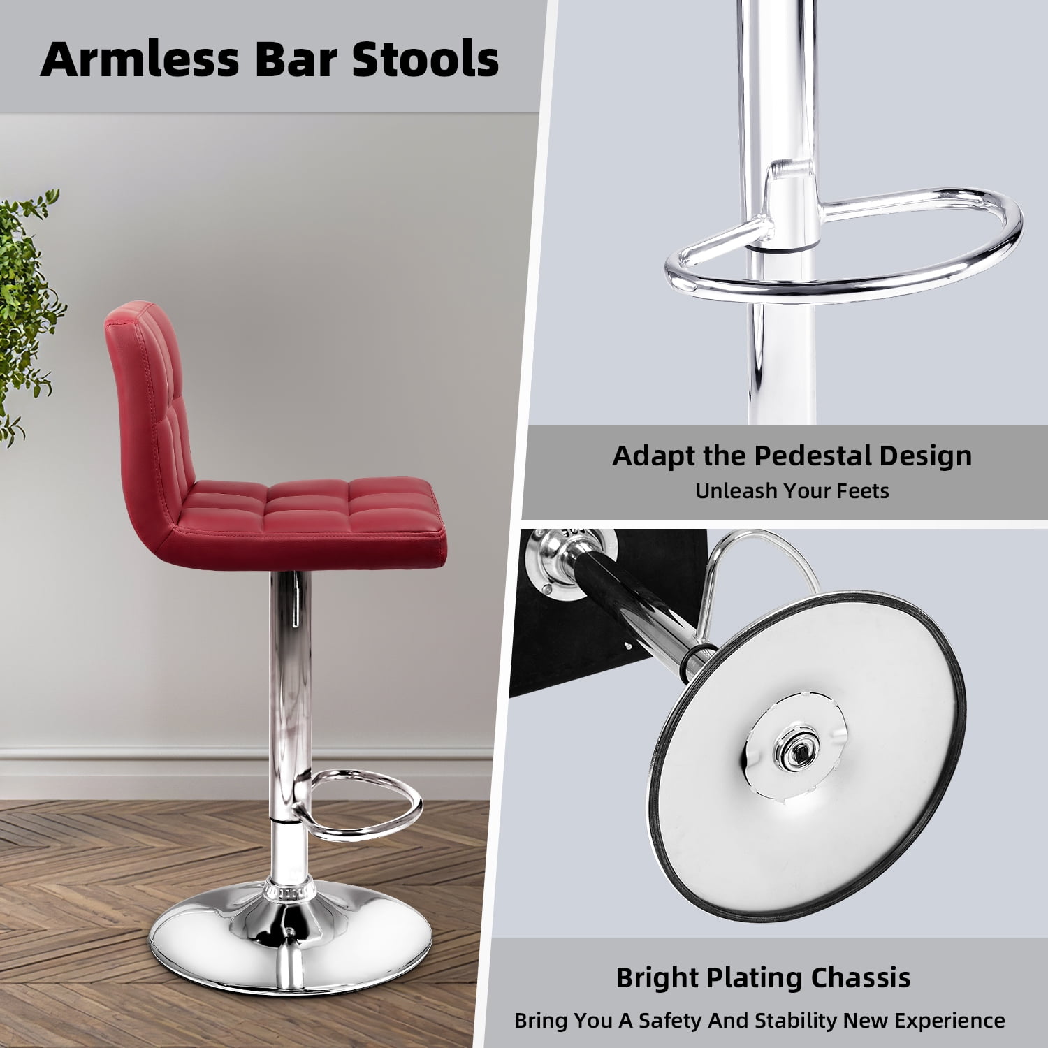Homall Bar Stools Set of 2 Modern PU Leather Hydraulic Kitchen