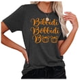 thumbnail image 5 of Graphic Tees for Women T-Shirts Bibbidi Bobbidi Shirt Women Cute Halloween T Shirt Funny Letter Print Tees Casual Tee Tops Gray L, 5 of 5