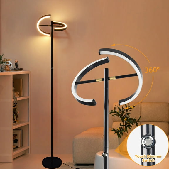 Hlite LED Floor Lamp,Rotatable Standing Lamp with Touch Control, 30W Modern Floor Reading Light,Dimmable Corner Uplighter for Living Room Bedroom Office,Black