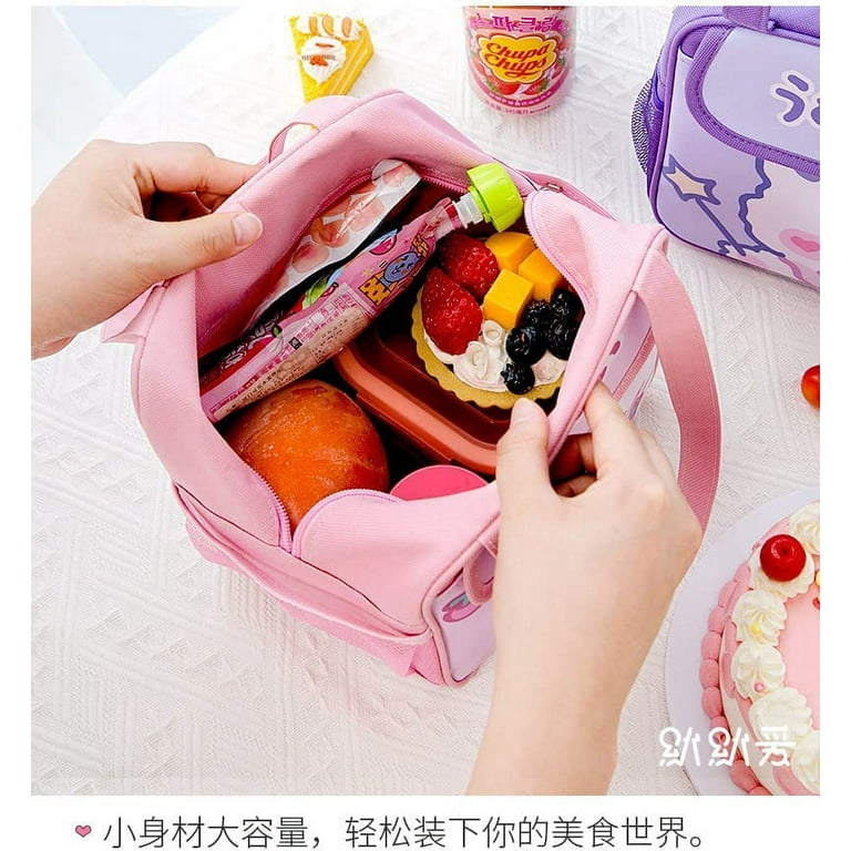 CoCopeaunt Kawaii Lunch Bag for Girls Lunch Box Insulated Cute Lunch Bags  for Women Insulated Lunch Box for Kids (Pink) 