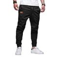 thumbnail image 2 of GrmtClth Cargo Pants for Men Hiking Drawstring Pant Solid Color Jogging Sweatpants Slim Fit Simple Fitness Sweatpant Black XL, 2 of 4
