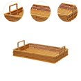 thumbnail image 6 of Esquirla Woven Serving Tray Storage Basket Tea Tray Cosmetic Box with Handle Woven Basket Tray Woven Basket for Fruit Breakfast Dinner Small, 6 of 8