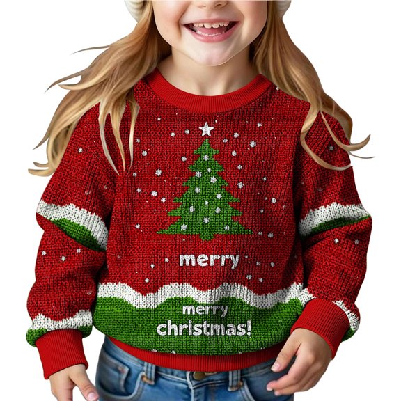 BLVB Girls Christmas Sweater Teen Kids Long Sleeve Knit Crew Neck Sweaters Pullover Jumper Tops 5-15 Years(Multicolor-10,14-15 Years)