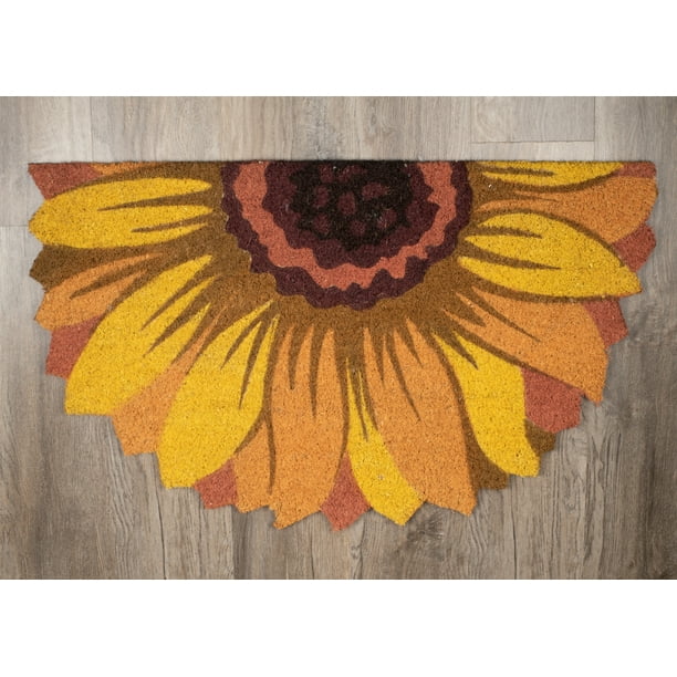 Yellow Sunflower 30 x 18 Coir Fibre Outdoor Door Mat