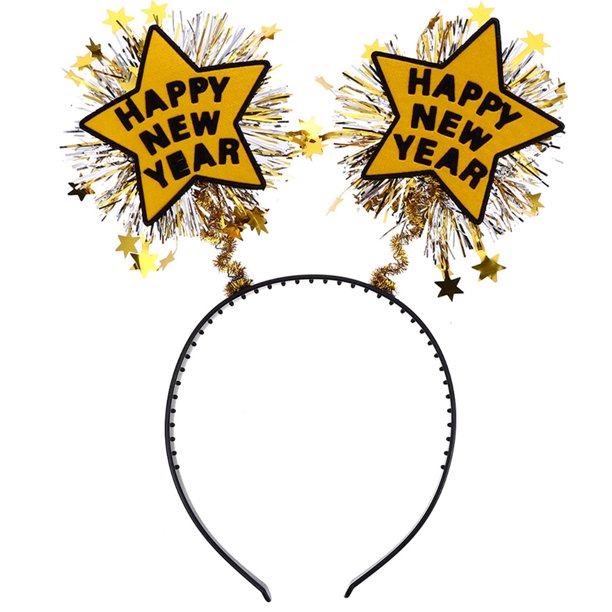 KAKOWELY Diadema de Año Nuevo con estrellas y espumillón, diadema decorativa para fiestas, para mujer