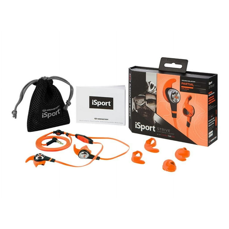 Monster iSport Strive Earphones in ear wired 3.5 mm jack orange