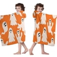 thumbnail image 4 of Orange Halloween Ghosts Hooded Bath Towel，50"x30" for Ages 3 To 12 Kids, Quick Dry Lightweight Soft Microfiber Hood Beach Towel Cover Up for Kids, 4 of 7