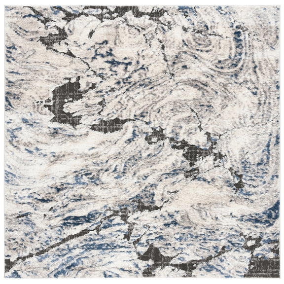 SAFAVIEH Petra Madisyn Abstract Area Rug, Ivory/Blue, 6'7" x 6'7" Square