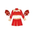 thumbnail image 3 of TiaoBug Kids Girls Cheerleading Outfits Cheer Print Crop Top with Pleated Skirt Red 6, 3 of 5