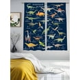 thumbnail image 3 of Dinosaur Family Sheer Curtains 2 Panels Set Retro Watercolor Dinosaur Name Letter Navy Blue Sheer Window Curtains Light Filtering Rod Pocket Voile Drapes for Bedroom Living Room 52"X72", 3 of 8