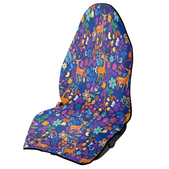 FUIALDOLG Seat Cover Towel, Compatible with Truck Seat Van, Plush Microfiber Car Seat Cover for Cars Vans Sedan, Floral Deer Print