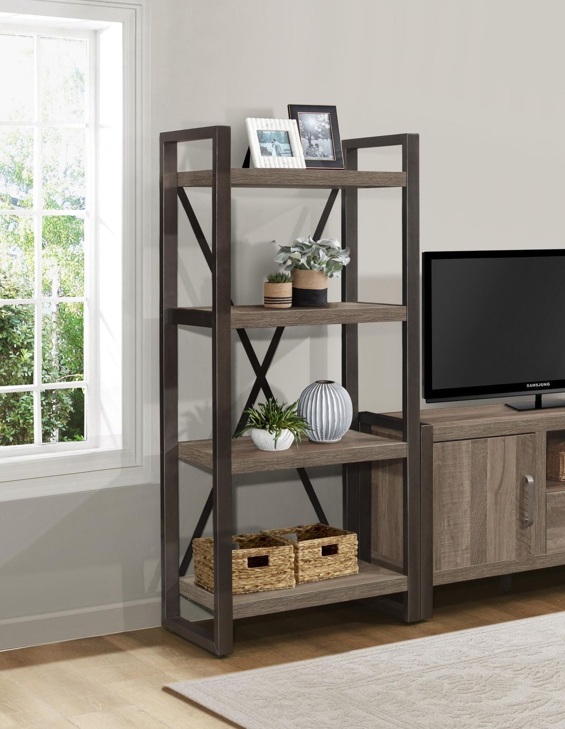 Topline Home Furnishings 4-Shelf Bookcase/Side Pier
