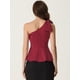 thumbnail image 3 of Blusa sin Mangas para Mujer Peplum Top de un Hombro con Volantes Blusa Elegante borgoña M, 3 of 6