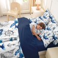 thumbnail image 4 of Manfei Marine Whale Twin Bedding, Nautical Anchor Lighthouse Bedding Comforter Set, White Blue, Blue Reversible, 7pcs, 4 of 6