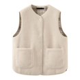 thumbnail image 2 of Otoño Invierno chaqueta mujer 2023 Casual cuello redondo a cuadros Reversible Polar abrigo de invierno ropa para mujer, 2 of 4