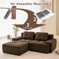 thumbnail image 4 of 80.3" Modern L-Shaped Modular Sectional Sofa, 2-Seater Couch with Deep Seat for Living Room, 1 Ottoman, Brown, 4 of 11