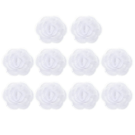 Uxcell 10Pcs Flower Lace Embroidery Applique, 3D Embroidered Floral Sew on Patch with Organza Applique for Clothing Wedding Dress DIY Clothes Craft, White