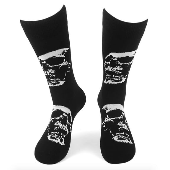 Urban-Peacock Men's Novelty Fun Crew Socks for Dress or Casual - Skulls - Black