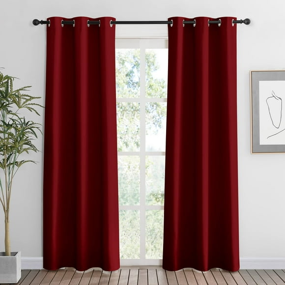 RYB HOME Blackout Curtains 84 inch Length 2 Panels Room Darkening Privacy Window Curtains Energy Efficient Living Room Shades Rustproof Grommet Drapes for Bedroom W42 x L84 inches Red