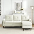 thumbnail image 3 of 80" Sectional Sofa,Convertible L Shaped Couch with Reversible Chaise and Removable Cushions and Pockets,Sectional Couch for Small Space Apartment,Office,Bedroom,Beige Chenille, 3 of 7