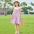 thumbnail image 4 of Stripe Dresses for Girls Cute Sleeveless Sundresses Size 4-15 Teens Kids Trendy Pullover Crewneck Loose Comfort Summer Beach Midi Dress, 4 of 8