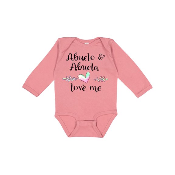 Inktastic Abuelo and Abuela Love Me Heart Grandchild Boys or Girls Long Sleeve Baby Bodysuit