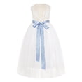 thumbnail image 2 of Ekidsbridal Girl Pageant Flower Girl Dress - Ivory Backless Floral Lace Floor Length Tulle 207R3-A (Size: M-10), 2 of 3