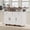 White, variant on 46.5" Large Kitchen Island on Wheels with Drape of Beads, Power Outlet, Adjustable Shelves, Sturdy Kitchen Cart with Drop Leaf, 3 Doors, 3 Drawers and Built-in Iron Shelf for Dining Room, White
